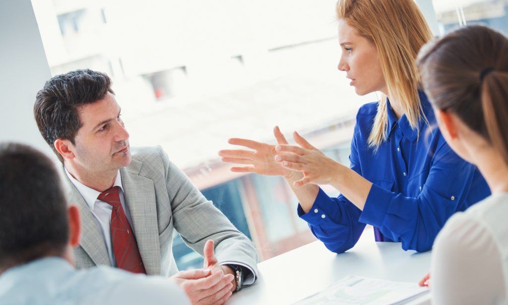 Group of professionals in a discussion